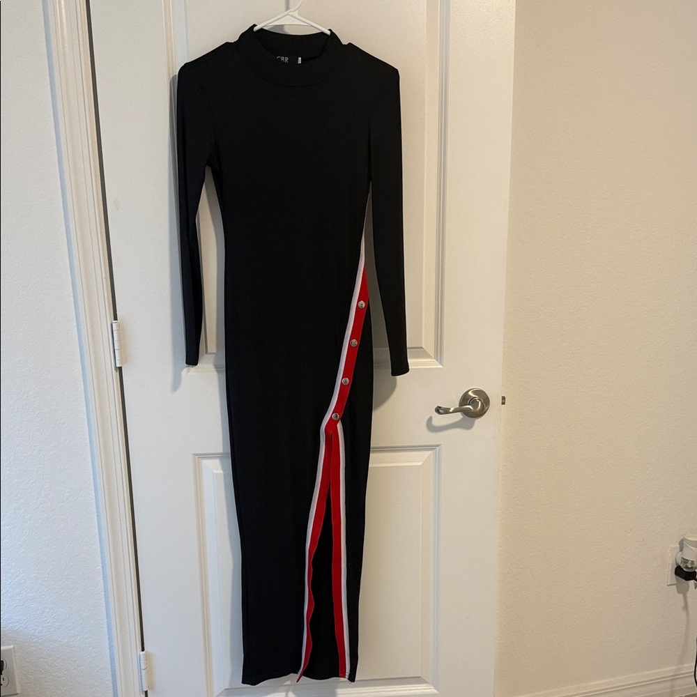 CBR Black Dress with Red Accents Long Sleeve